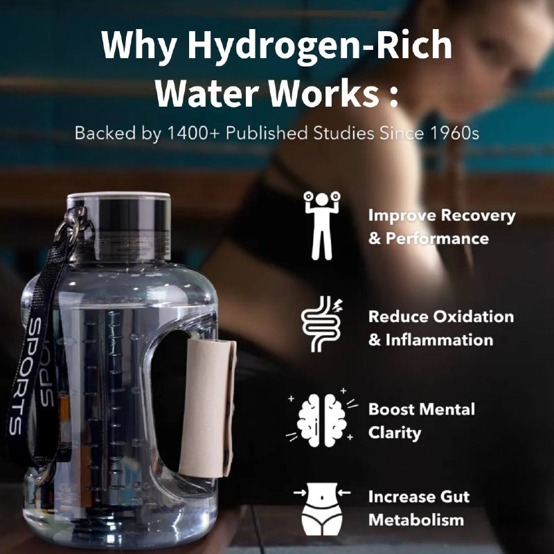 HydroVibex™ 51 oz (1.5 L) Portable Hydrogen-Rich Sports Water Bottle